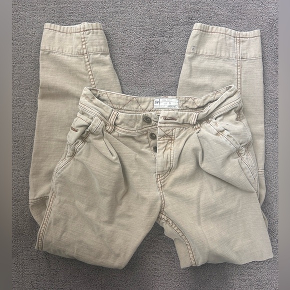 Free People Pants - Free People Khaki Utility Pants | Button Fly Workwear Straight Leg | Size 25